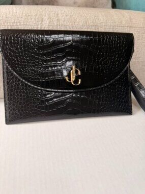 Jimmy Choo Black Croc Clutch